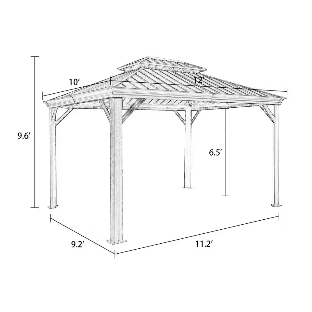 10 Ft. X 12 Ft. Aluminum Hardtop Gazebo with Galvanized Steel Roof and Mosquito Net