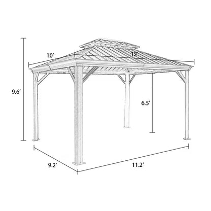 10 Ft. X 12 Ft. Aluminum Hardtop Gazebo with Galvanized Steel Roof and Mosquito Net