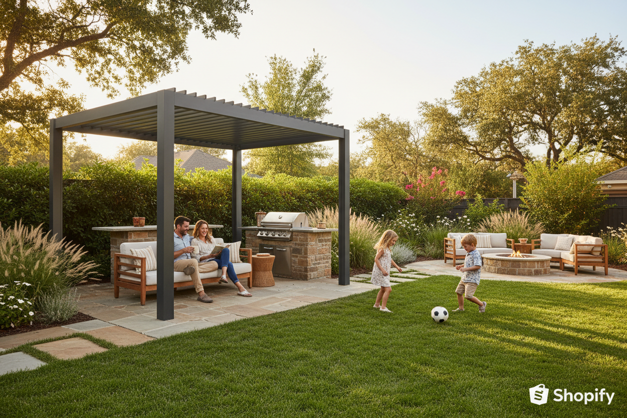 About Us Image 1 - Family enjoying backyard