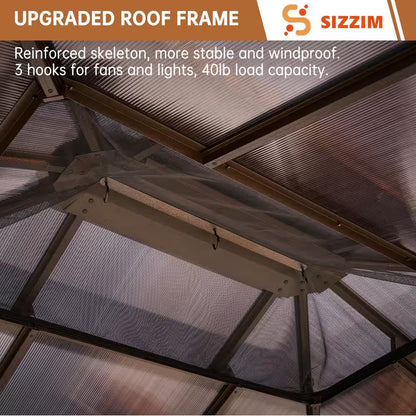 12 Ft. X 10 Ft. Hardtop Outdoor Double Roof Gazebo with Netting and Curtains